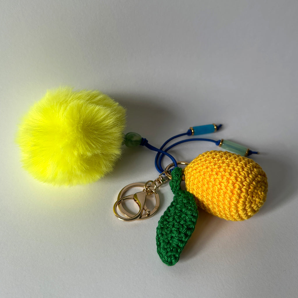 Pom Pom Lemon (Neon with Blue and Green Beads)