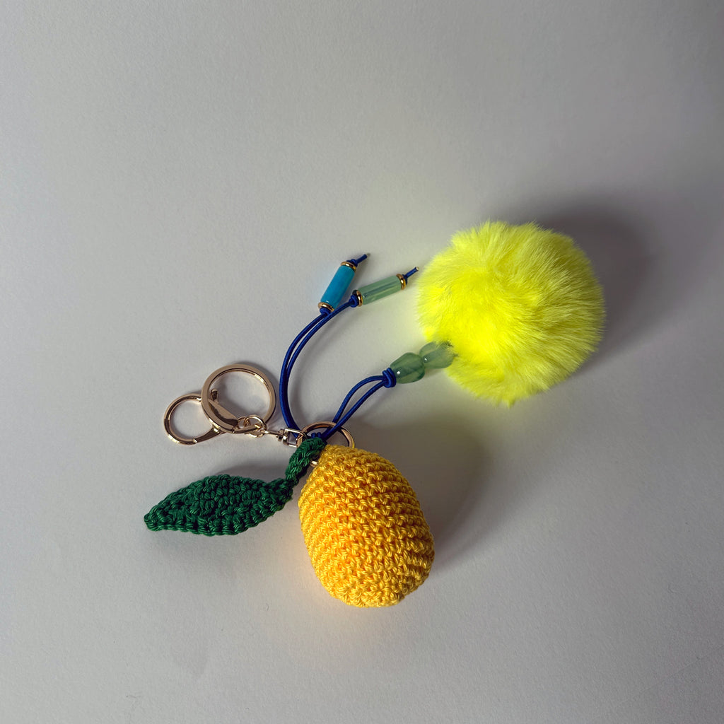 Pom Pom Lemon (Neon with Blue and Green Beads)