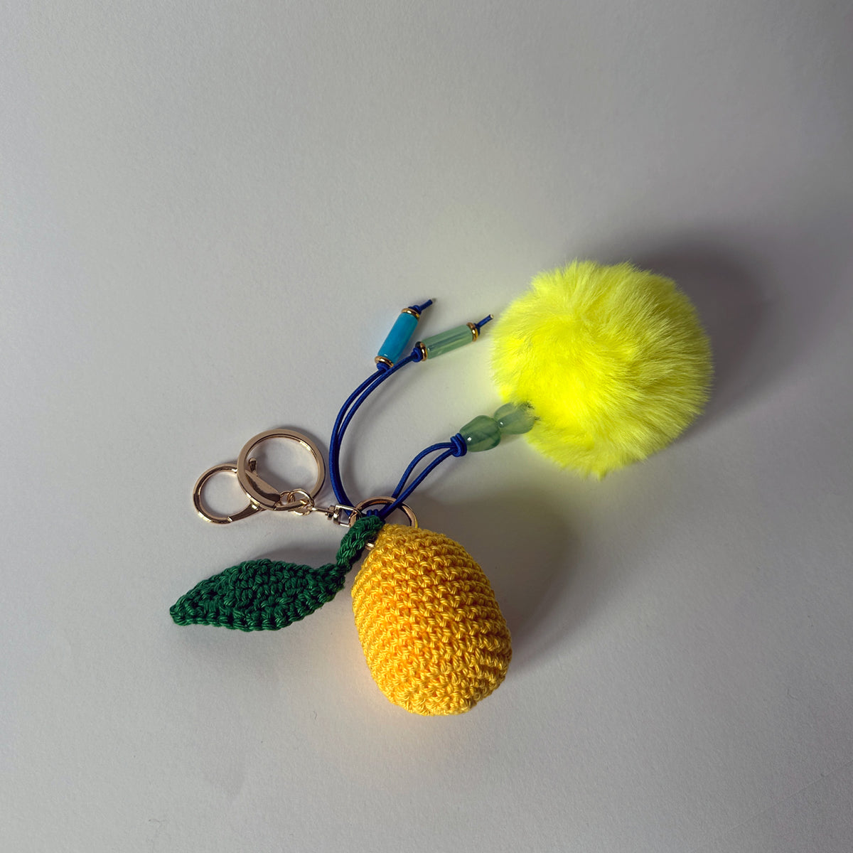 Pom Pom Lemon (Neon with Blue and Green Beads)